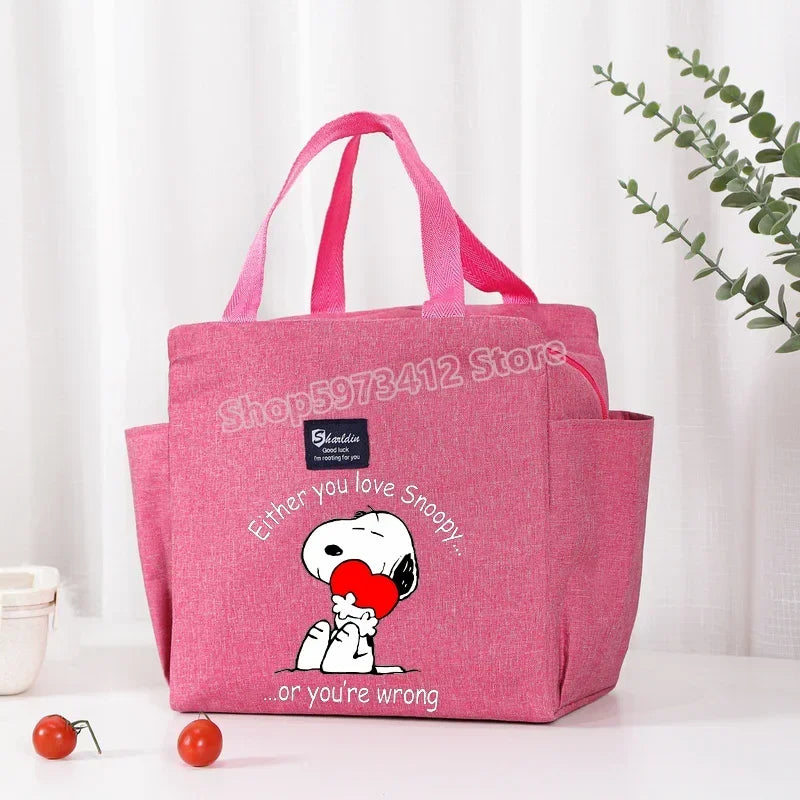 Snoopys Portable Lunch Drink Carrier Insulated Bag Fresh Cooler Pouch Food Thermal Box Tote Picnic Container Bags Cute Kids Gift