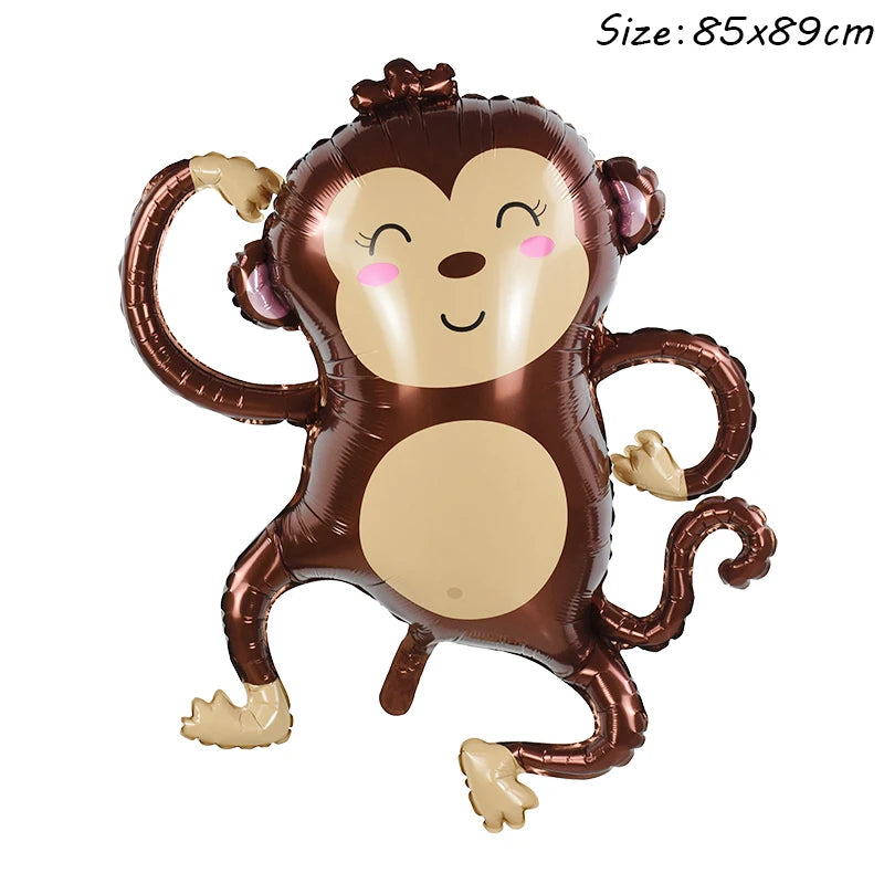 1Pc Cartoon Animals Lion Monkey Elephant Leopard Foil Balloon Jungle Safari Birthday Party Air Globos Decorations Kids Gift Toys
