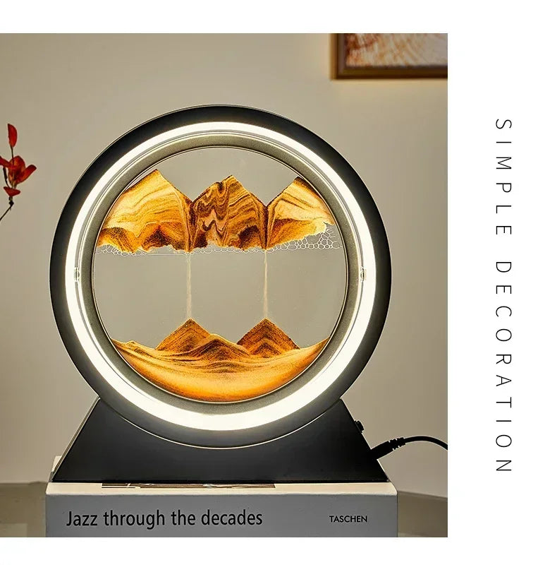 Sandscape Kinetic Sand Art Picture Quicksand Table Lamp Dynamic Liquid Hourglass Moving Sand Painting Flowing Sand Home Decor