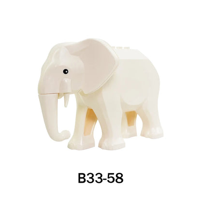 City Animal Zoo Farm Series Building Blocks Street View Panda Brown Bear Cat Pig Long Wool Sheep Cow Cattle Pet Bricks Toys Kids