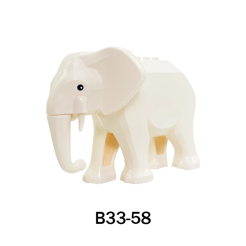 City Animal Zoo Farm Series Building Blocks Street View Panda Brown Bear Cat Pig Long Wool Sheep Cow Cattle Pet Bricks Toys Kids
