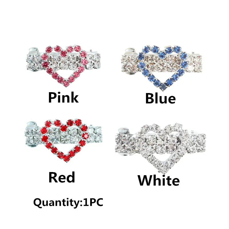 Bling Pearl Dog Collar Small and Medium Dogs Crown Hair Clips Puppy Accessories Doggy Heart and Bone Necklace Pet Supplies