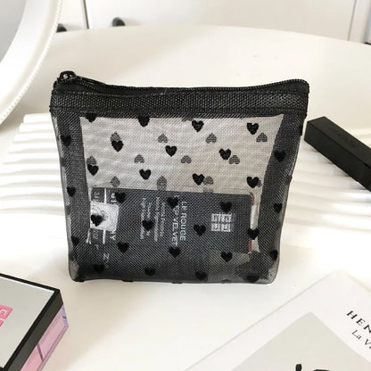 Makeup Bag Outdoor Personalized Transparent Nylon Mesh Cosmetic Bags Pouch Travel Organizer Zipper Beach Makeup Women's Purse