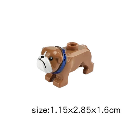 City Animal Zoo Farm Series Building Blocks Street View Panda Brown Bear Cat Pig Long Wool Sheep Cow Cattle Pet Bricks Toys Kids