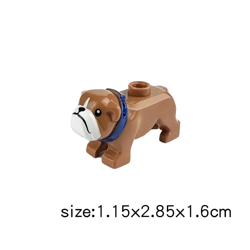 City Animal Zoo Farm Series Building Blocks Street View Panda Brown Bear Cat Pig Long Wool Sheep Cow Cattle Pet Bricks Toys Kids