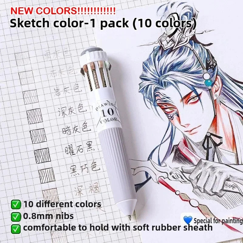 Languo 120 Color Ballpoint Pen 0.8mm Cartoon Soft Grip Press Multicolor Writing Pen for Drawing Overlay School Office Supplies