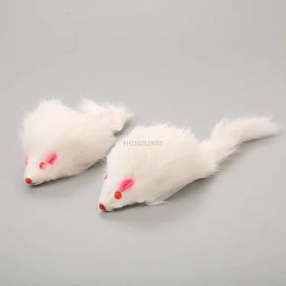1/5PC Cat Mice Toys False Mouse Cat Toy Long Tail Mice Soft Real Rabbit Fur Toy For Cats Plush Rat Playing Chew Toy Pet Supplies