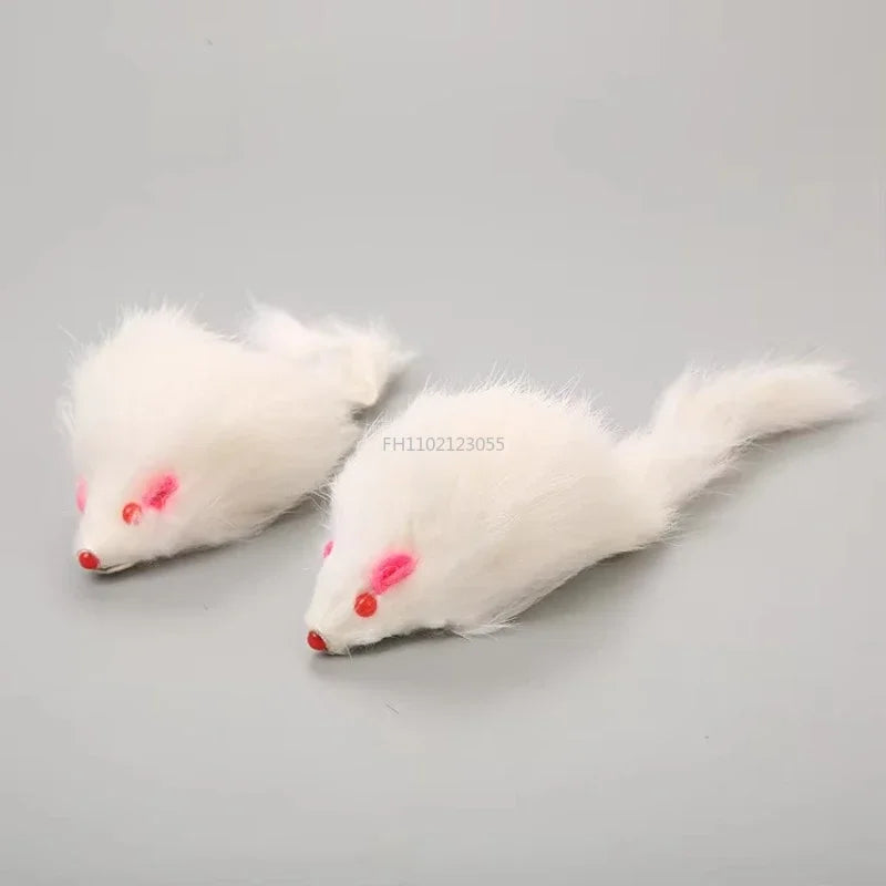 1/5PC Cat Mice Toys False Mouse Cat Toy Long Tail Mice Soft Real Rabbit Fur Toy For Cats Plush Rat Playing Chew Toy Pet Supplies