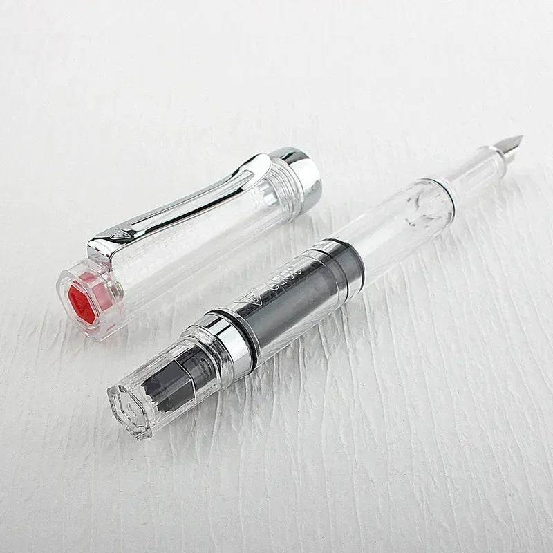 High Quality 3059 Piston Fountain Pen Resin Transparent Ink Pen EF/F Nib 0.38/0.5mm Fountain Pen Business Gif