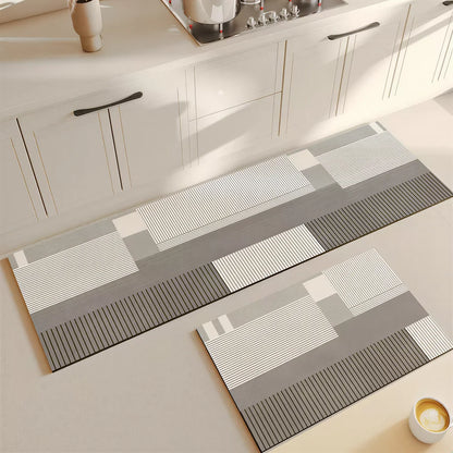 VIKAMA Super Absorbent Kitchen Mat Non-Slip Doormat Easy Kitchen Entry Bathtub Side Bath Mat Home Decor Striped Minimalist Rug