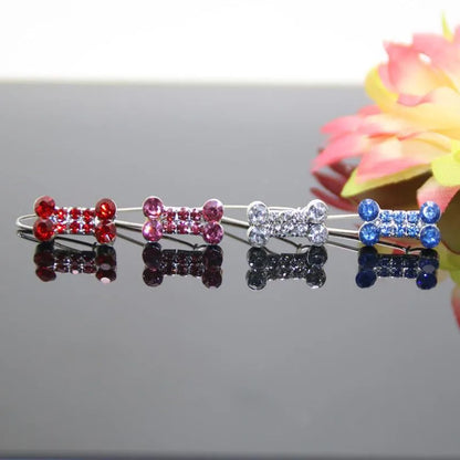 Bling Pearl Dog Collar Small and Medium Dogs Crown Hair Clips Puppy Accessories Doggy Heart and Bone Necklace Pet Supplies