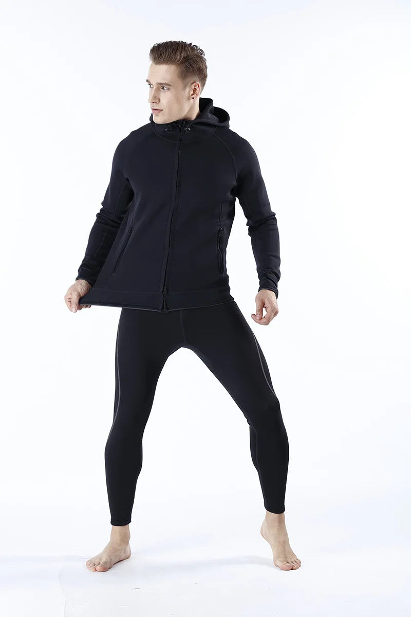 Unisex 2MM Neoprene Long Sleeves Jacket Hooded Cold and Waterproof Warm Top Windbreaker for Men and Women