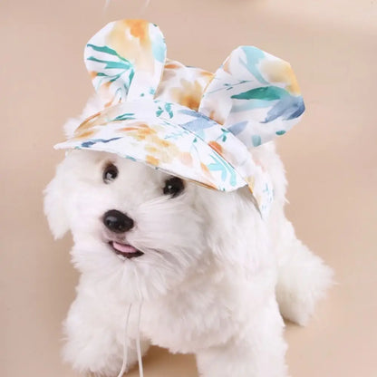 Pet Supplies With Ear Dog Sunscreen Hat Cute Colorful Dog Fisherman Hat Adjustable Pet Baseball Cap Small and Medium Dogs