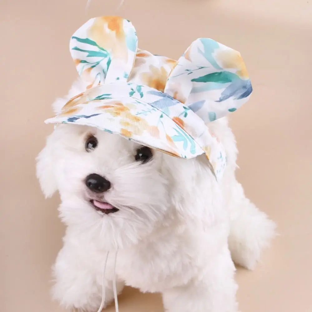 Pet Supplies With Ear Dog Sunscreen Hat Cute Colorful Dog Fisherman Hat Adjustable Pet Baseball Cap Small and Medium Dogs