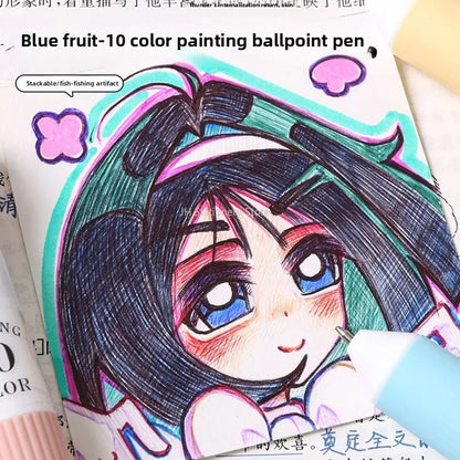 Languo 120 Color Ballpoint Pen 0.8mm Cartoon Soft Grip Press Multicolor Writing Pen for Drawing Overlay School Office Supplies