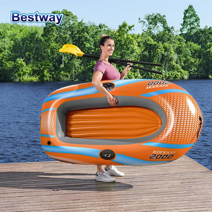 Bestway 61136/61140/61142/61146 1-3 Person Heavy Duty Inflatable Kayak - Long Lasting PVC Rafting Adventure Boat for Thrilling