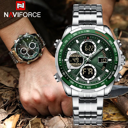 NAVIFORCE Luxury Original Sports Wrist Watch For Men Quartz Steel Waterproof Dual Display Military LED Digital Watches Relogio