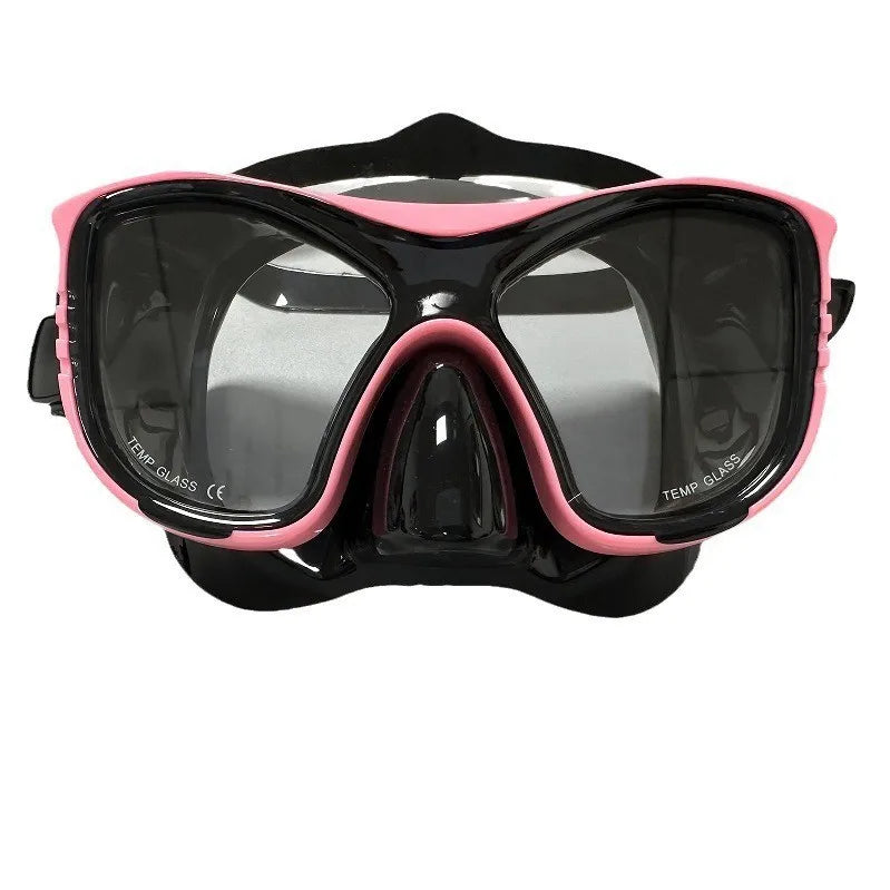 Large-Frame Diving Goggles Set: Silicone, Wide View, Tempered Glass