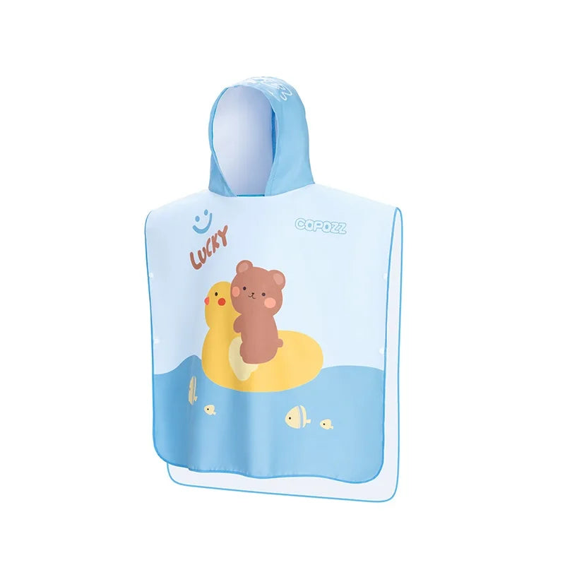 COPOZZ Children Changing Poncho Teen Soft Beach Cloak Hooded Cloak Bath Towel Quick Dry Microfiber Swimming Bathrobe