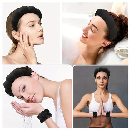 5PCS Spa Headbands and Bracelets, Including Hairpins, Face Wash and Skincare Headbands, Waterproof Makeup Headbands