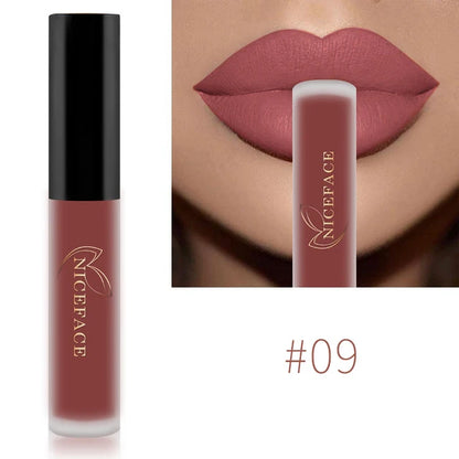 NICEFACE Nude Matte Liquid Lipsticks Waterproof Long Lasting Lip Gloss Sexy Red Velvet Lip Tint Women Makeup Cosmetics Batom