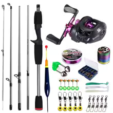 Fishing Rod and Reel Full Kit 5Section Rod and Aluminium Spool Reel for Freshwater Bass Fishing Set