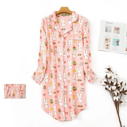 Nightgown 100% Brushed Cotton Nightshirts Women's Sleepwear Long Sleeve Plaid Winter Oversize Sleep Dress Women Home Clothes