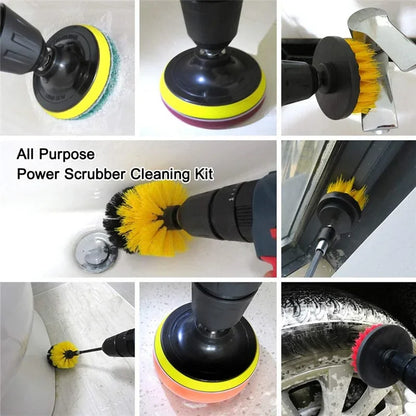 3pc/5Pcs Electric Drill-Brush Kit Power Scrubber Brush For Carpet Bathroom Surface Tub Furniture Shower Tile Tires Cleaning Tool