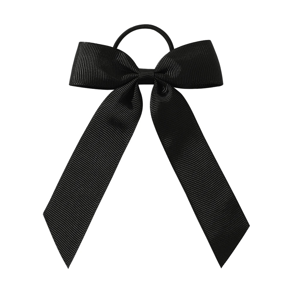 1PC Solid Color Ribbon Pigtail Hair Bows Elastic Hair Bands Holders Ties Hair Accessories for Baby Girls Infants Toddler