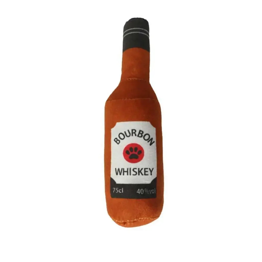 Interactive Dog Toys Champagne Wine Bottle Shape Pet Toy Plush Filled Vodka Toy Squeaky Bite-Resistant Pet Supplies Whisky