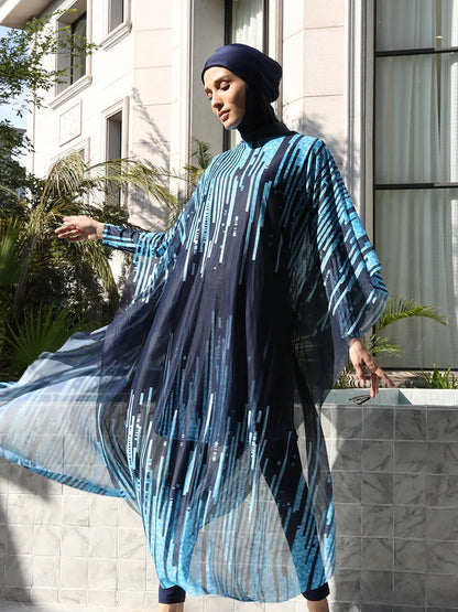 3/4PCS Muslim Burkini Women femmes Swimming Suit Modest Swimwear Islamic Long Sleeve Full Cover Hijab , Quick Drying, UPF50+
