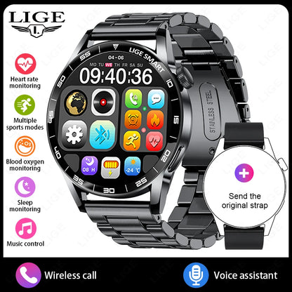 LIGE 2026 Voice Calling Smart Watch Men 1.38" HD IP68 Waterproof Sports Fitness Watches New Man Women Smartwatch For Android iOS