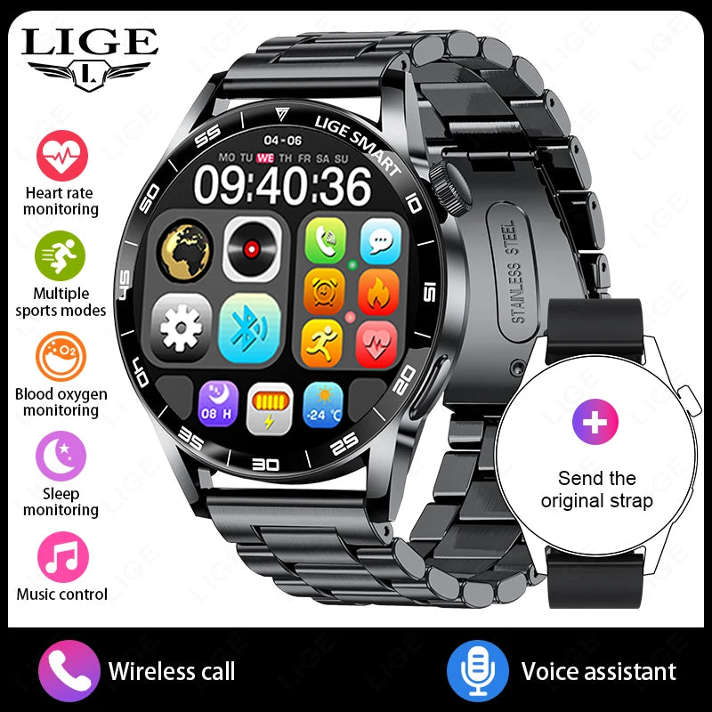 LIGE 2026 Voice Calling Smart Watch Men 1.38" HD IP68 Waterproof Sports Fitness Watches New Man Women Smartwatch For Android iOS