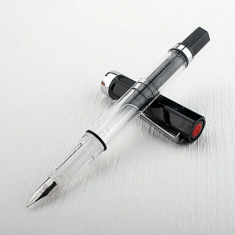 High Quality 3059 Piston Fountain Pen Resin Transparent Ink Pen EF/F Nib 0.38/0.5mm Fountain Pen Business Gif