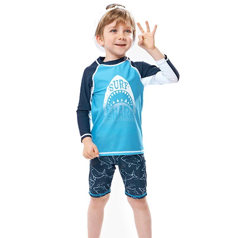 Boys Girls Swimsuit for Kids Toddler 2 to 3 4 5 6 7 8 Years Cute Shark Children's Swimwear Suit Tops+Shorts 2pieces Swim Outfits