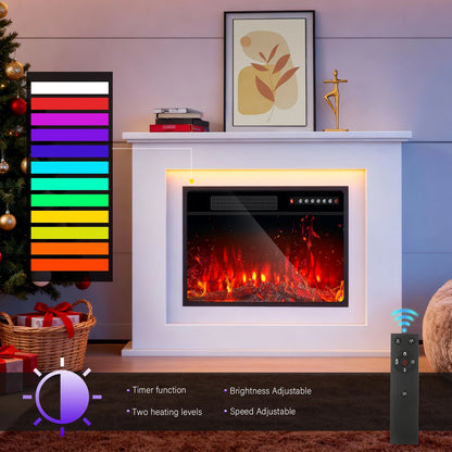 23'' Freestanding Electric Fireplace Stove w/Remote, Timer, Realistic Fake Fireplace Heater, 12 Flame Colors, 5 Flame Brightness