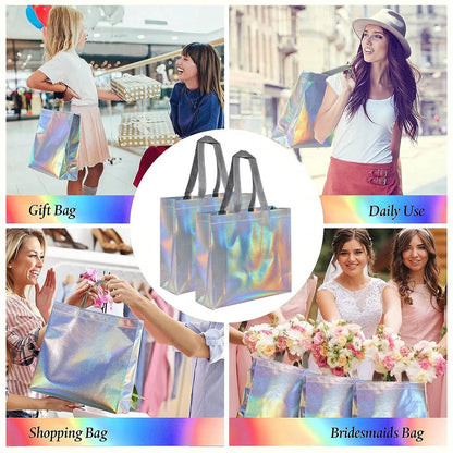 Organizer Silver Reusable Gift Tote Grocery Shopping Bags Apply To Bridesmaids Birthday Party Wedding, Bachelor Party Supplies