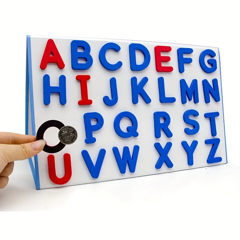 Red & Blue English Letter Magnetic Stickers Number Refrigerator Magnetic Stickers Alphabet Spelling Educational Kids Toys