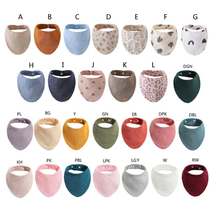 Baby Bibs Organic Cotton Muslin Scarf Burp with for Triangle Gauze Water Absorb Bandana for Boys Girls