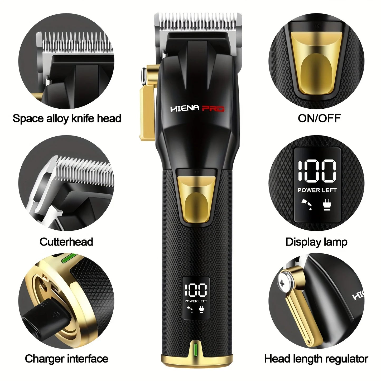 HIENA Professional Hair cutting machine Hair Clipper Set Metal Electric Cordless Hair Trimmer for Barber Display hair clipper