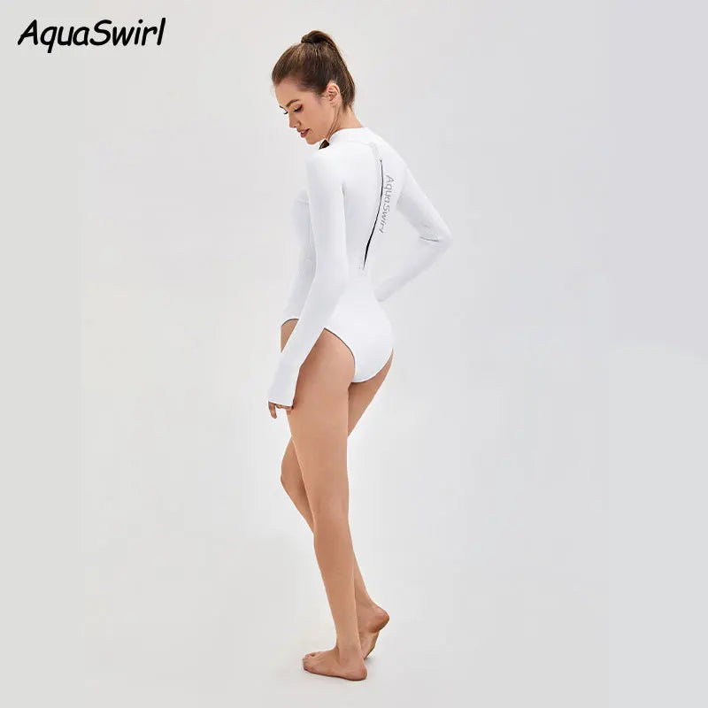 New CR Elastic Women 2.5mm Surfing Bikini Suit Keep Warm Swimwear One-piece Snorkeling Kayaking Scuba Dive White Wetsuit