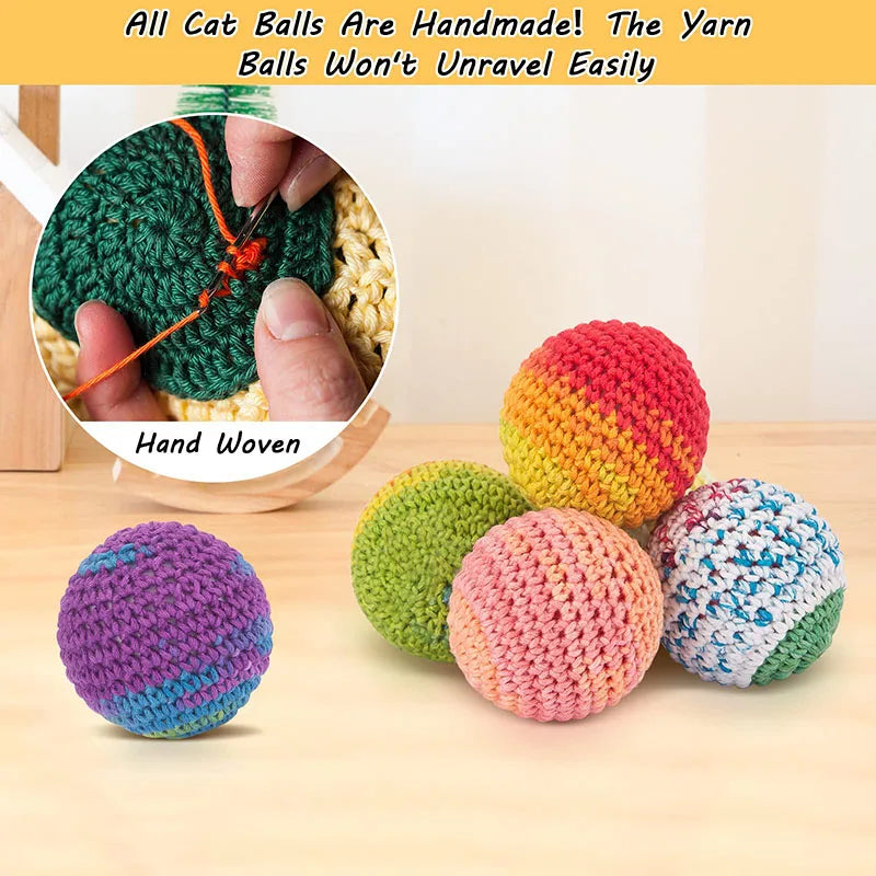 Cat Toys Balls Yarn Cat Ball with Bell Inside Kitten Toys for Indoor Cats Kitty Interactive Cat Nip Chew Toys Pet Supplies