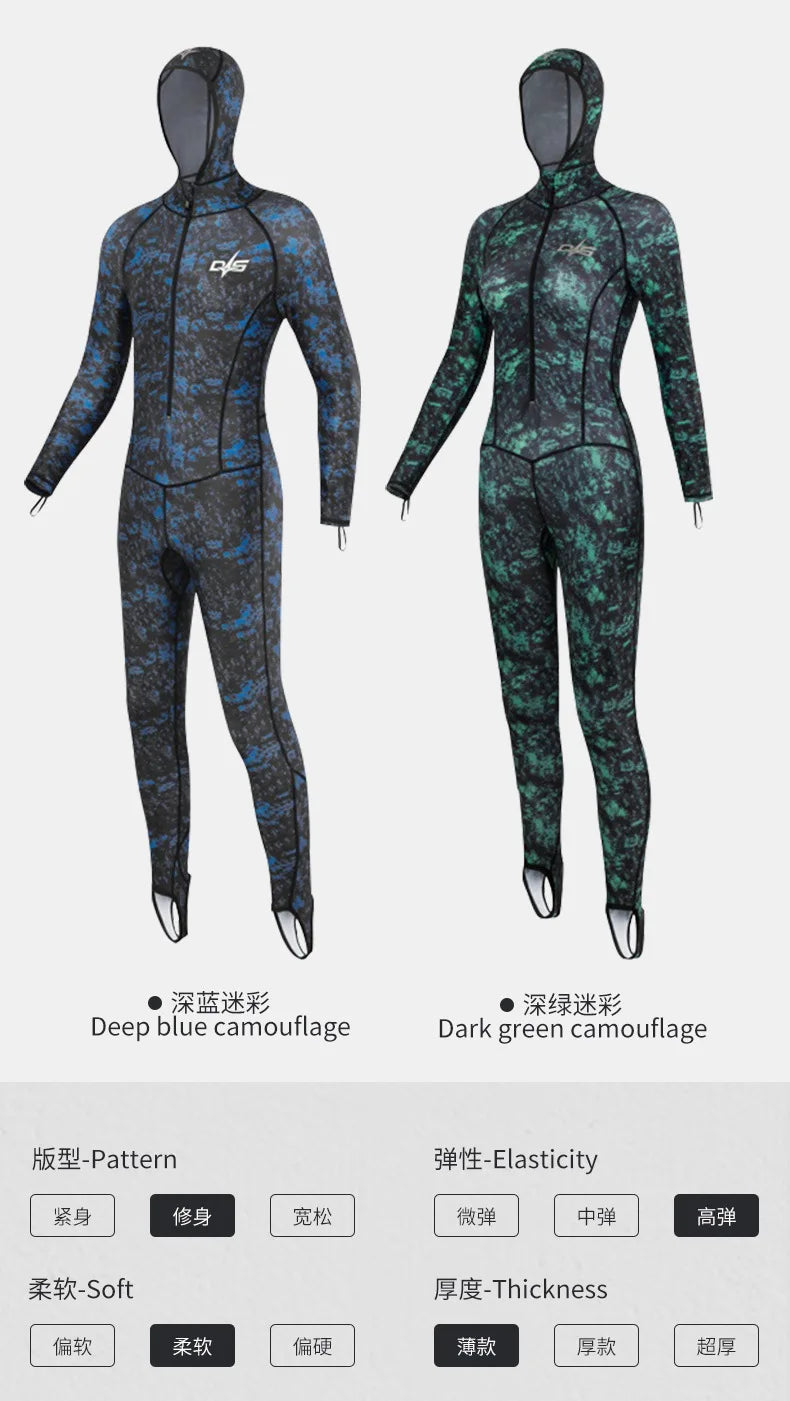 0.5MM Lycra Swimsuit Women Men Summer Suits Fishing Diving Surfing Snorkeling Kayaking Camouflage Adult Full Body