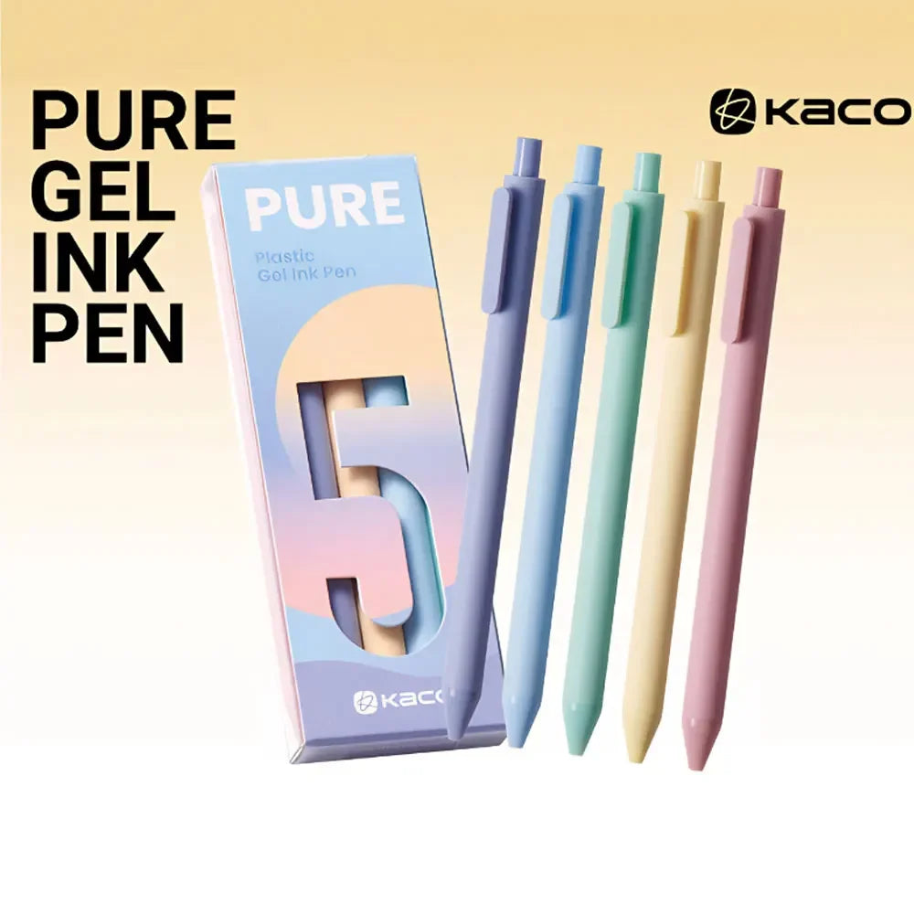 5Pcs New 2025 Kaco Sunrise Impression Cute Colors Gel Pens 0.5mm Retractable Kawaii Pen Stationery for Kids School Supplies