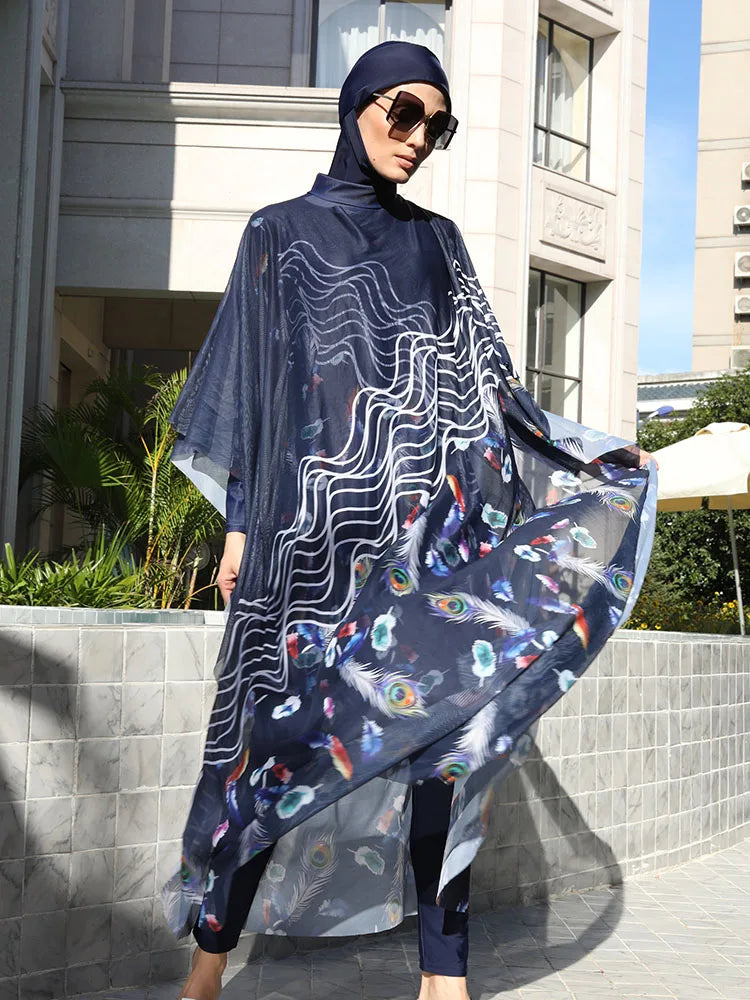 3/4PCS Muslim Burkini Women femmes Swimming Suit Modest Swimwear Islamic Long Sleeve Full Cover Hijab , Quick Drying, UPF50+