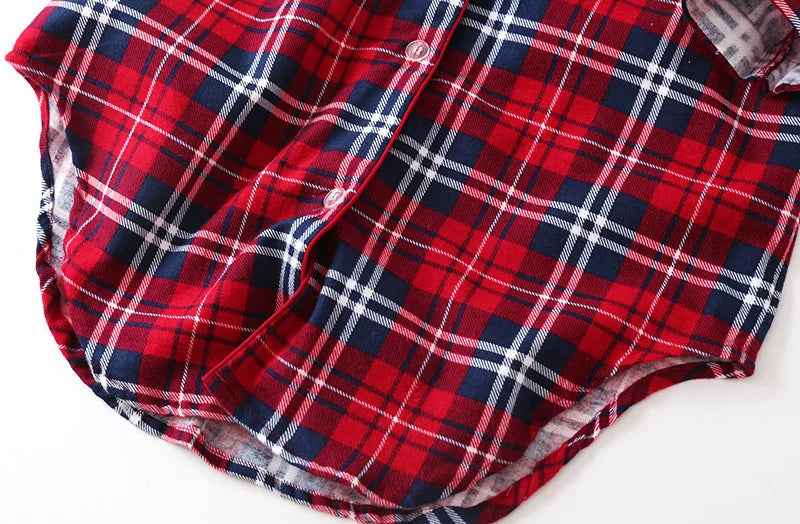 Nightgown 100% Brushed Cotton Nightshirts Women's Sleepwear Long Sleeve Plaid Winter Oversize Sleep Dress Women Home Clothes