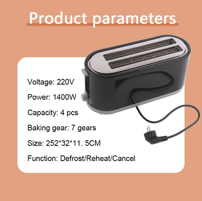 DMWD 4 Pcs Household Toaster Bread Oven 7 Gears Automatic Sandwich Maker Breakfast Machine Double-side Heating Baking Tool 220V