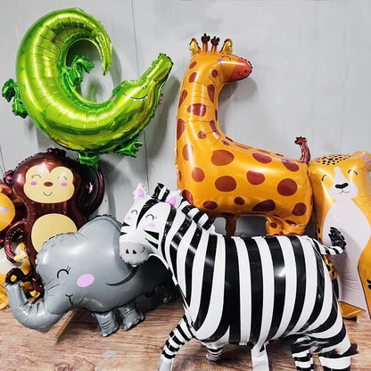 1Pc Cartoon Animals Lion Monkey Elephant Leopard Foil Balloon Jungle Safari Birthday Party Air Globos Decorations Kids Gift Toys