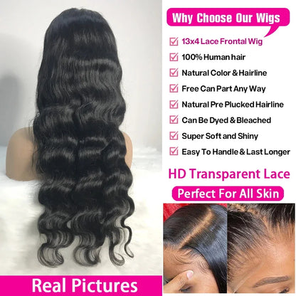 30 40 Inch Body Wave 13x4 13x6 Hd Lace Frontal Wigs For Brazilian Women Human Hair Wigs Lace Front Pre Plucked Human Hair Wig