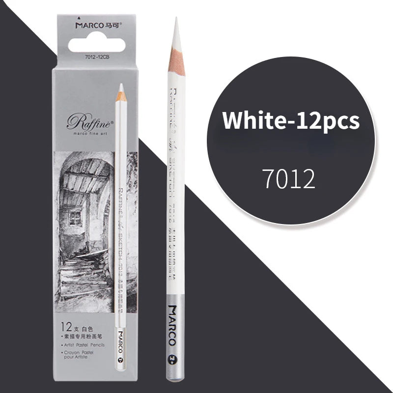12pcs/box High Gloss Painting White Charcoal Pen Brown Comic Sketch Design Stroke Pen School Graffiti Art Supplies